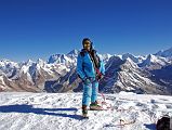 13 05 Climbing Sherpa Palde On Mera Peak Eastern Summit With Gyachung Kang, Nuptse, Everest, Lhotse, Shartse, Peak 41, Baruntse, P6770, Makalu My climbing Sherpa Palde on the Mera Peak Eastern Summit (6350m) with Gyachung Kang, Pumori, Malanphulan, Ama Dablam, Nuptse, Everest, Lhotse, Shartse, Peak 41, Baruntse, P6770, Kangchungtse and Makalu
